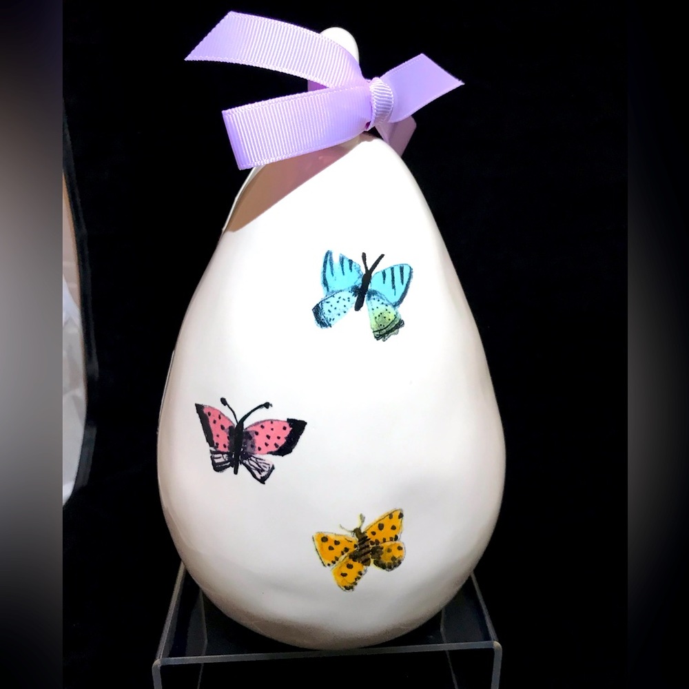 Rae Dunn by Magenta REST Butterfly Teardrop Shape Ceramic Birdhouse NEW